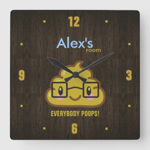 Everybody Poops Square Wall Clock