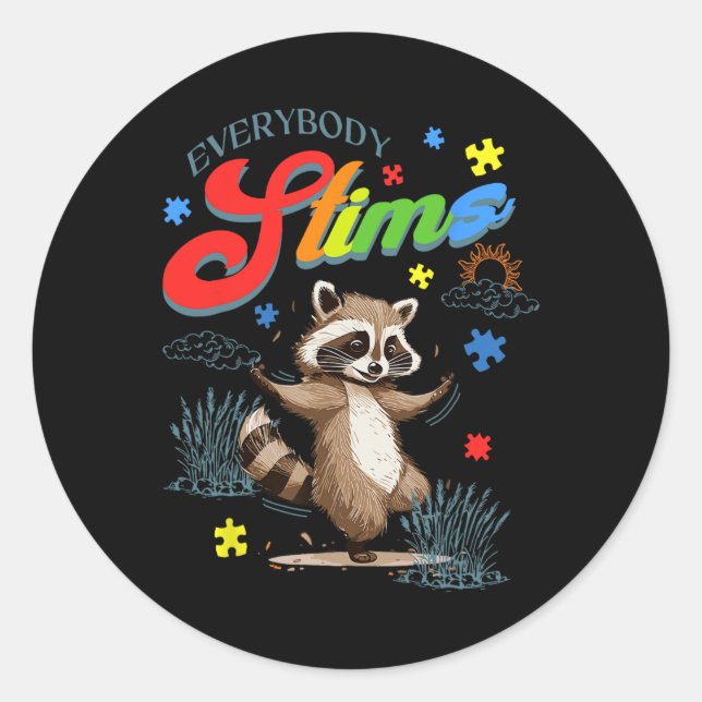 Everybody Stims Neurodiversity Autism Awareness Cu Classic Round Sticker (Front)