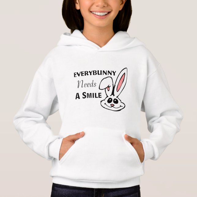 Everybunny Needs A Smile Girls Hoodie (Front)