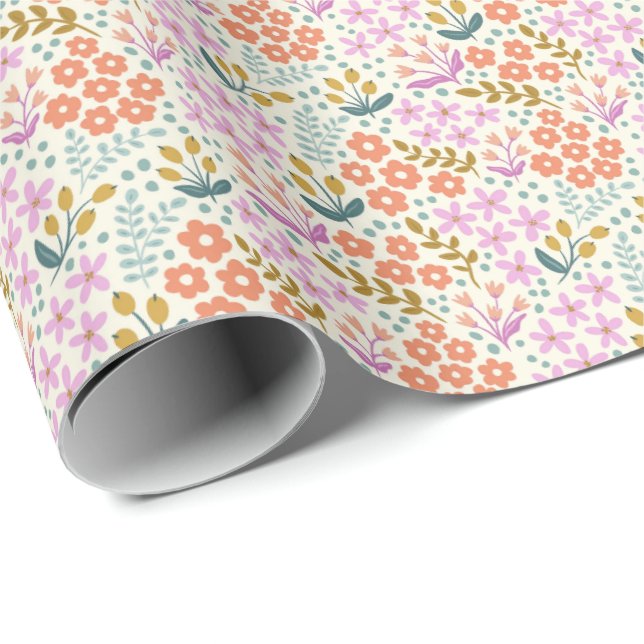Everyday Ditsy Floral in Jewel Tones Wrapping Paper (Roll Corner)