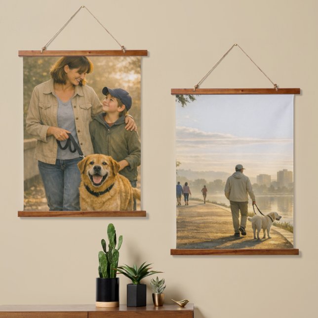 Everyday Dog Walk Vertical Tapestry Wall Art Set (Asymmetrical)