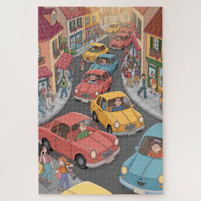 Everyday fun in town puzzle (Vertical)