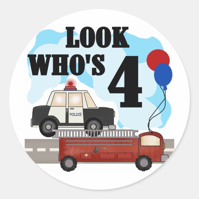 Everyday Heroes 4th Birthday Classic Round Sticker (Front)