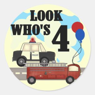 Everyday Heroes 4th Birthday Classic Round Sticker