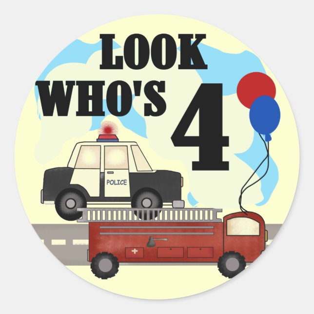 Everyday Heroes 4th Birthday Classic Round Sticker (Front)