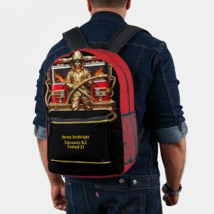 Everyday Heroes Golden Firefighter Printed Backpack