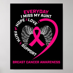 Everyday I Miss My Aunt Cute Pink Breast Cancer Aw Poster