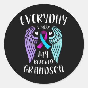 Everyday I Miss My Beloved Grandson - Suicide Awar Classic Round Sticker