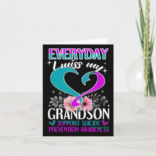 Everyday I Miss My Grandson Suicide Prevention  Card (Front)