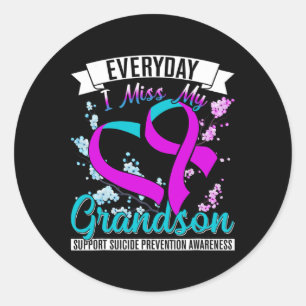 Everyday I Miss My Grandson Suicide Prevention Classic Round Sticker