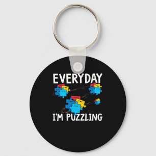 Everyday I'm Puzzling. Autism Awareness Month Key Ring