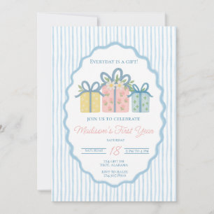 Everyday is a Gift First Birthday, Grandmillennial Invitation