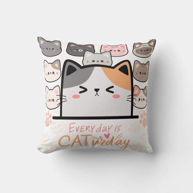 Everyday is Cat-urday Cushion (Front)