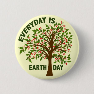 EVERYDAY IS EARTH DAY 6 CM ROUND BADGE
