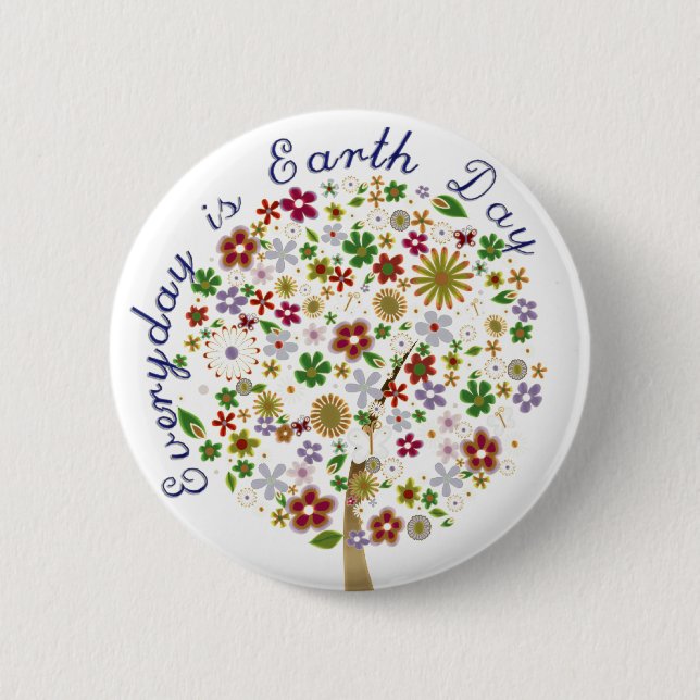 Everyday is earth day 6 cm round badge (Front)