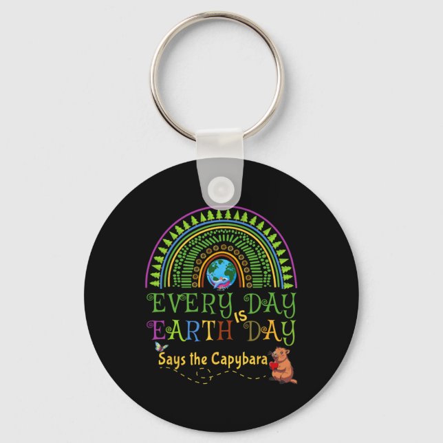 Everyday Is Earth Day Capyra Climate Change Save P Key Ring (Front)