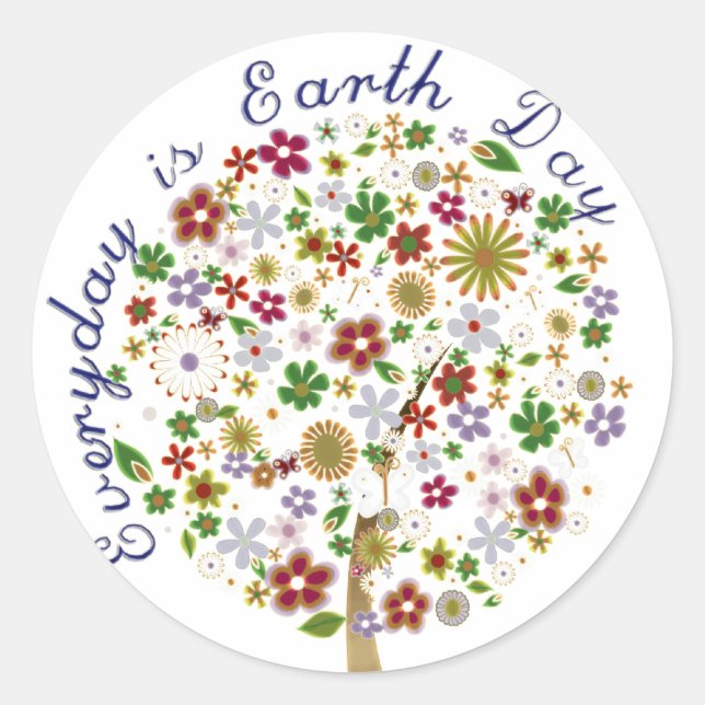Everyday is earth day classic round sticker (Front)