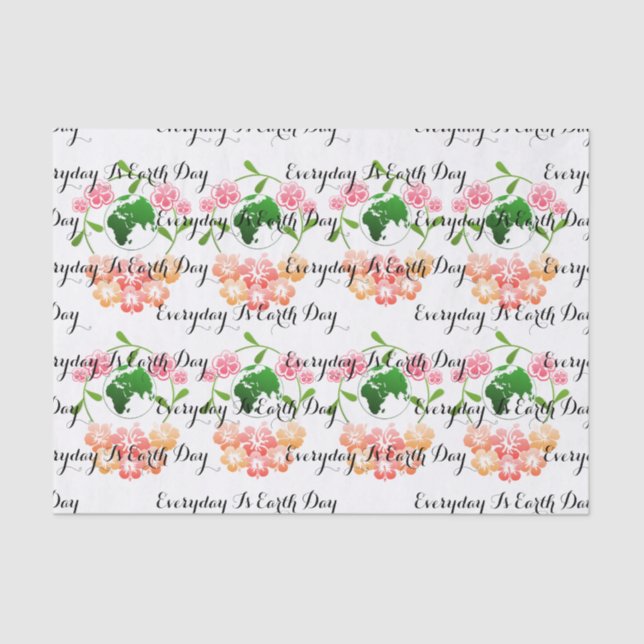 "Everyday is Earth Day" Floral Tissue Paper. Tissue Paper (Front)