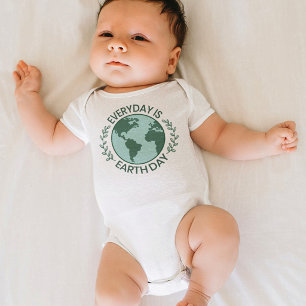 Everyday Is Earth Day - Vintage Green Earth Lover Baby Bodysuit