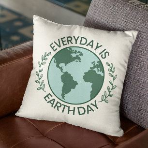 Everyday Is Earth Day - Vintage Green Earth Lover Cushion