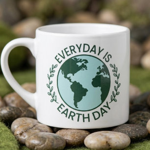 Everyday Is Earth Day - Vintage Green Earth Lover Espresso Cup