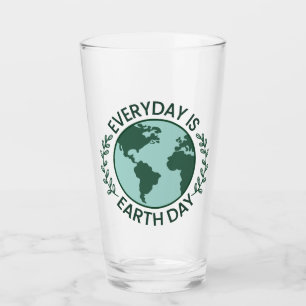 Everyday Is Earth Day - Vintage Green Earth Lover Glass
