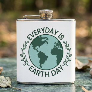 Everyday Is Earth Day - Vintage Green Earth Lover Hip Flask