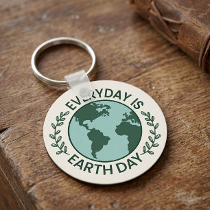 Everyday Is Earth Day - Vintage Green Earth Lover Key Ring