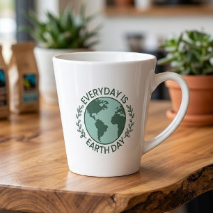 Everyday Is Earth Day - Vintage Green Earth Lover Latte Mug