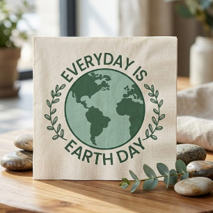 Everyday Is Earth Day - Vintage Green Earth Lover Napkin