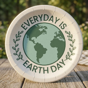 Everyday Is Earth Day - Vintage Green Earth Lover Paper Plate