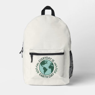 Everyday Is Earth Day - Vintage Green Earth Lover Printed Backpack