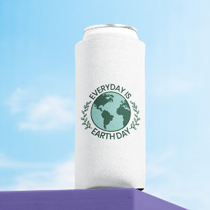 Everyday Is Earth Day - Vintage Green Earth Lover Seltzer Can Cooler