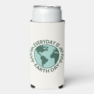 Everyday Is Earth Day - Vintage Green Earth Lover Seltzer Can Cooler