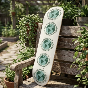 Everyday Is Earth Day - Vintage Green Earth Lover Skateboard