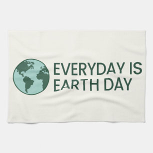 Everyday Is Earth Day - Vintage Green Earth Lover Tea Towel