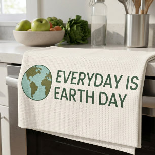 Everyday Is Earth Day - Vintage Green Earth Lover Tea Towel