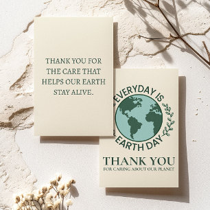 Everyday Is Earth Day - Vintage Green Earth Lover Thank You Card