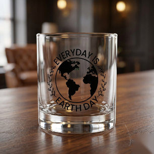Everyday Is Earth Day - Vintage Green Earth Lover Whiskey Glass