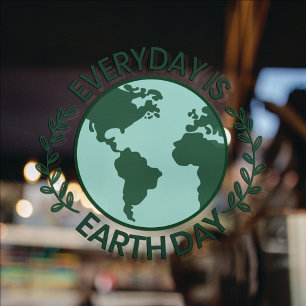 Everyday Is Earth Day - Vintage Green Earth Lover Window Cling