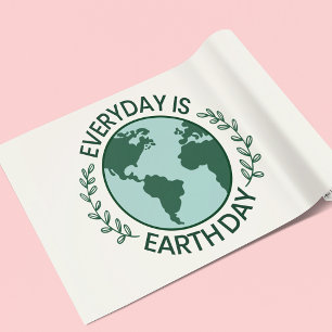 Everyday Is Earth Day - Vintage Green Earth Lover Wrapping Paper Sheet