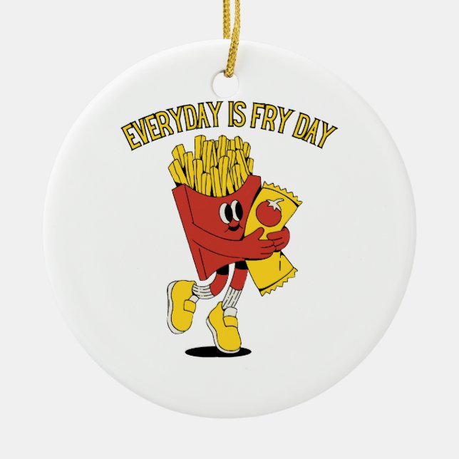 Everyday Is Fry Day Ceramic Tree Decoration (Front)