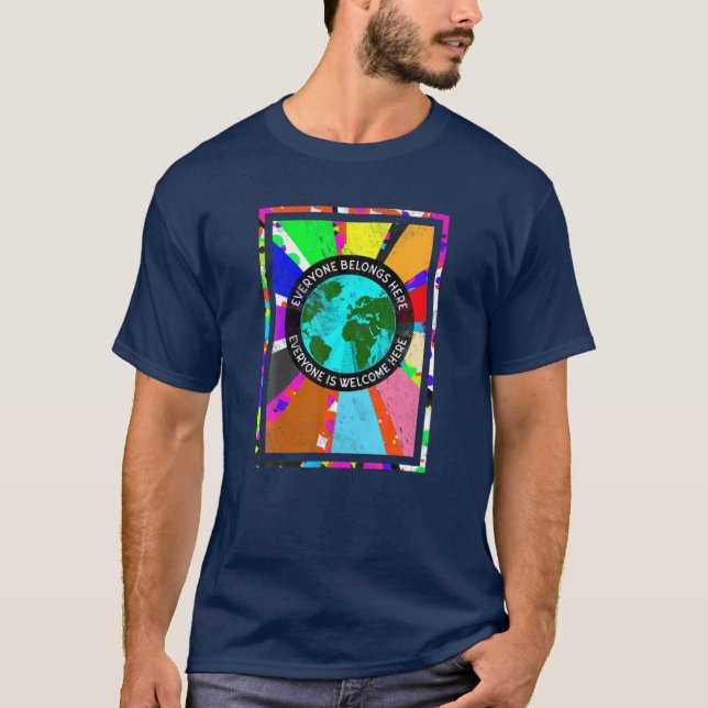 Everyone Belongs Here Earth Day Gay Pride LGTBQ Al T-Shirt (Front)
