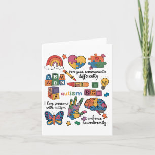 Everyone Communicate Differently Autism Awareness Card