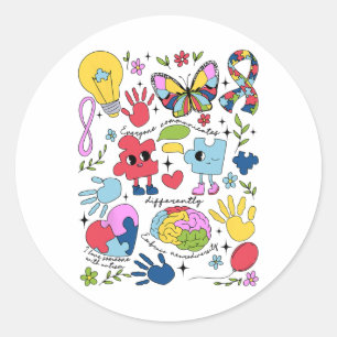 Everyone Communicates Differently Autism Awareness Classic Round Sticker
