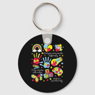 Everyone Communicates Differently Autism Awareness Key Ring