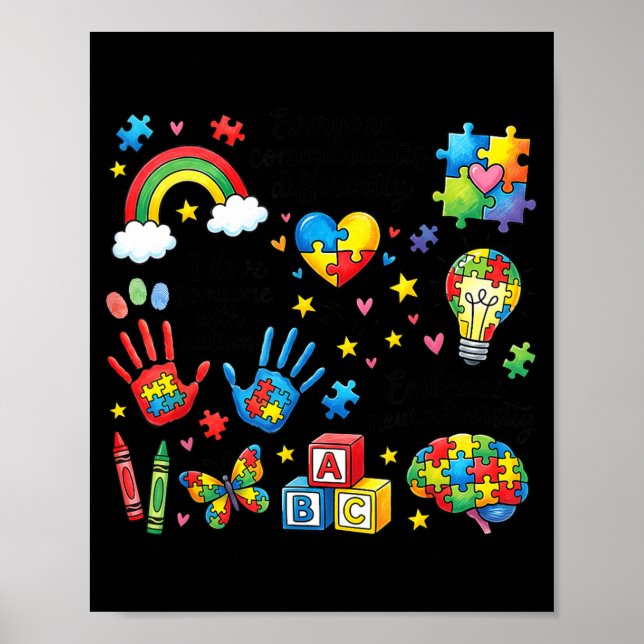 Everyone Communicates Differently Autism Awareness Poster (Front)