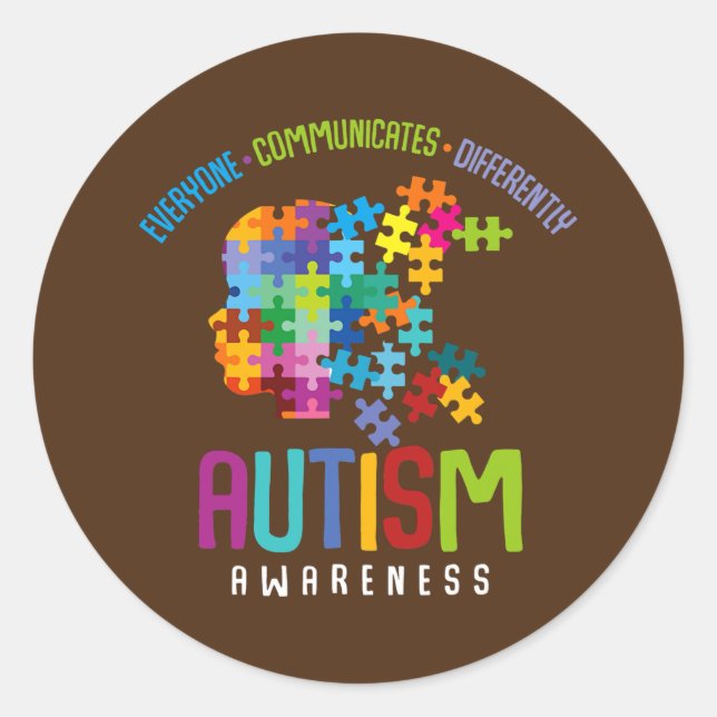 Everyone Communicates Differently Autism Special Classic Round Sticker (Front)