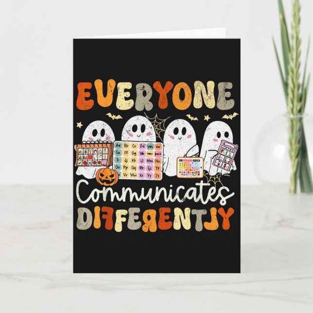 Everyone Communicates Differently Halloween Slp Sp Card (Front)