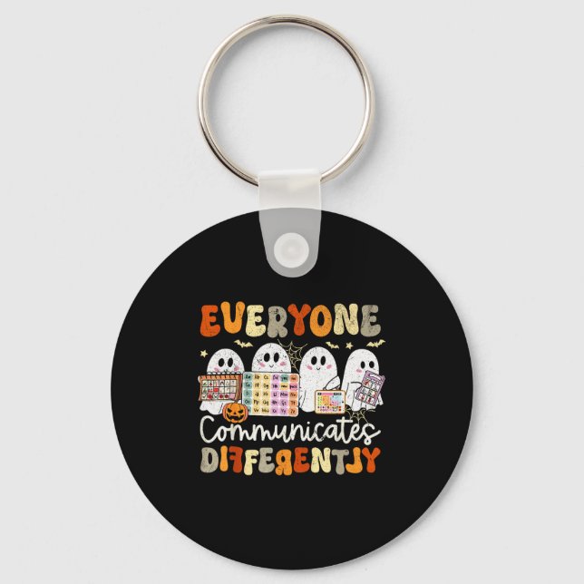 Everyone Communicates Differently Halloween Slp Sp Key Ring (Front)
